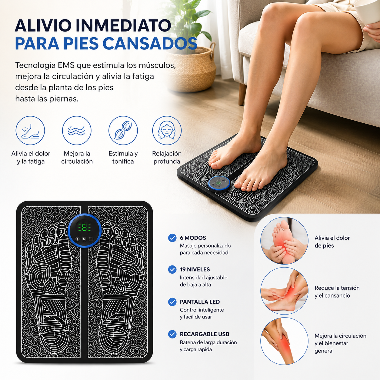 Masajeador de pies electroestimulador