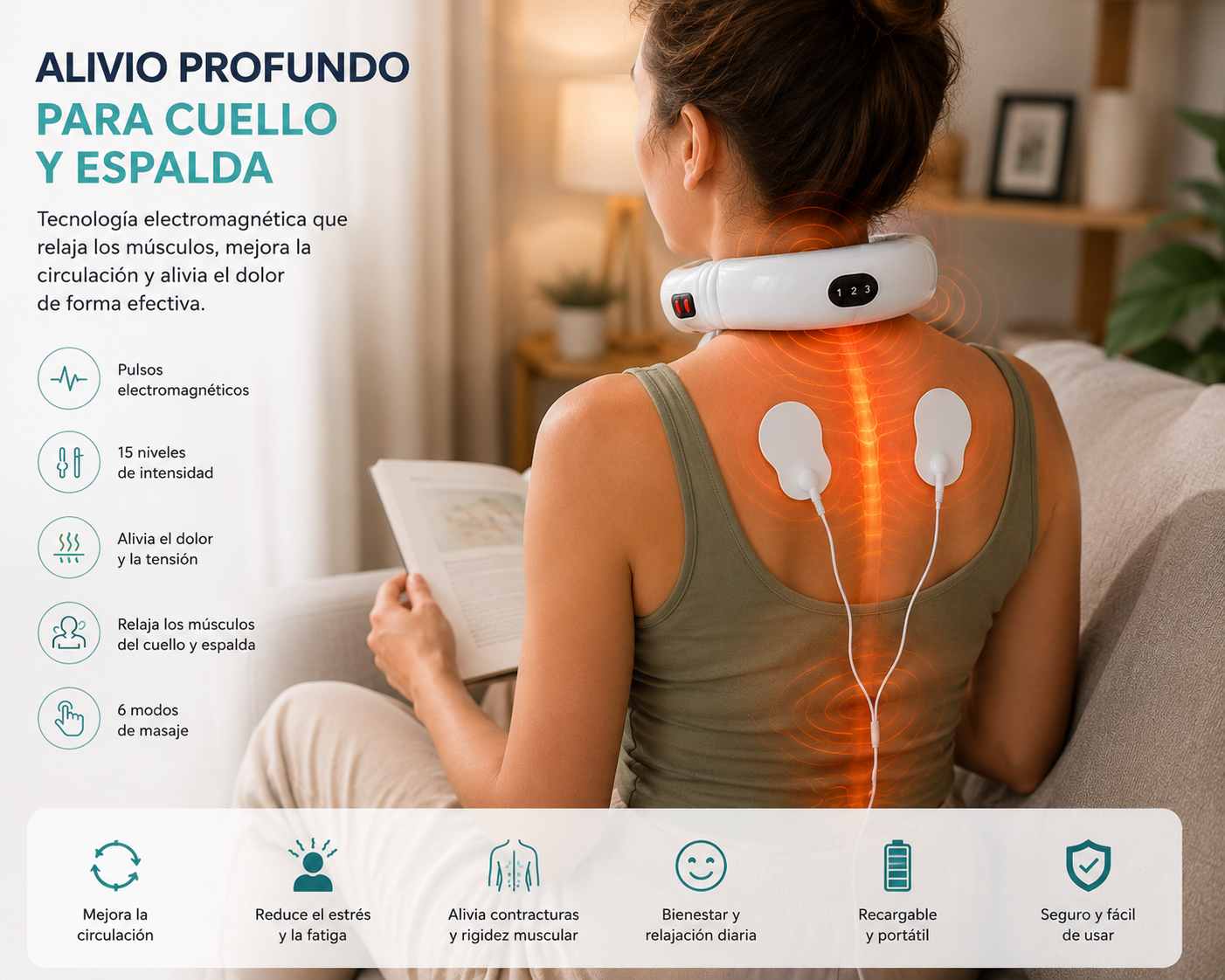 Masajeador de cuello y espalda electromagnético