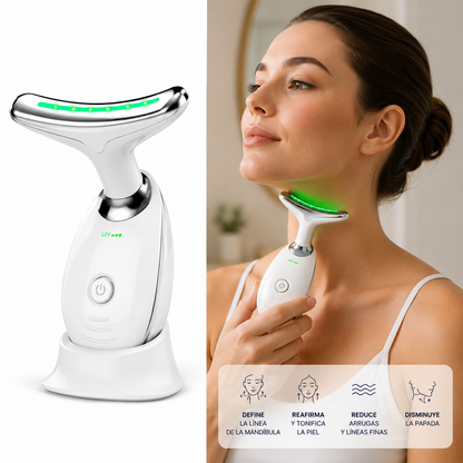 Masajeador de cara, cuello y papada con vibración y LED